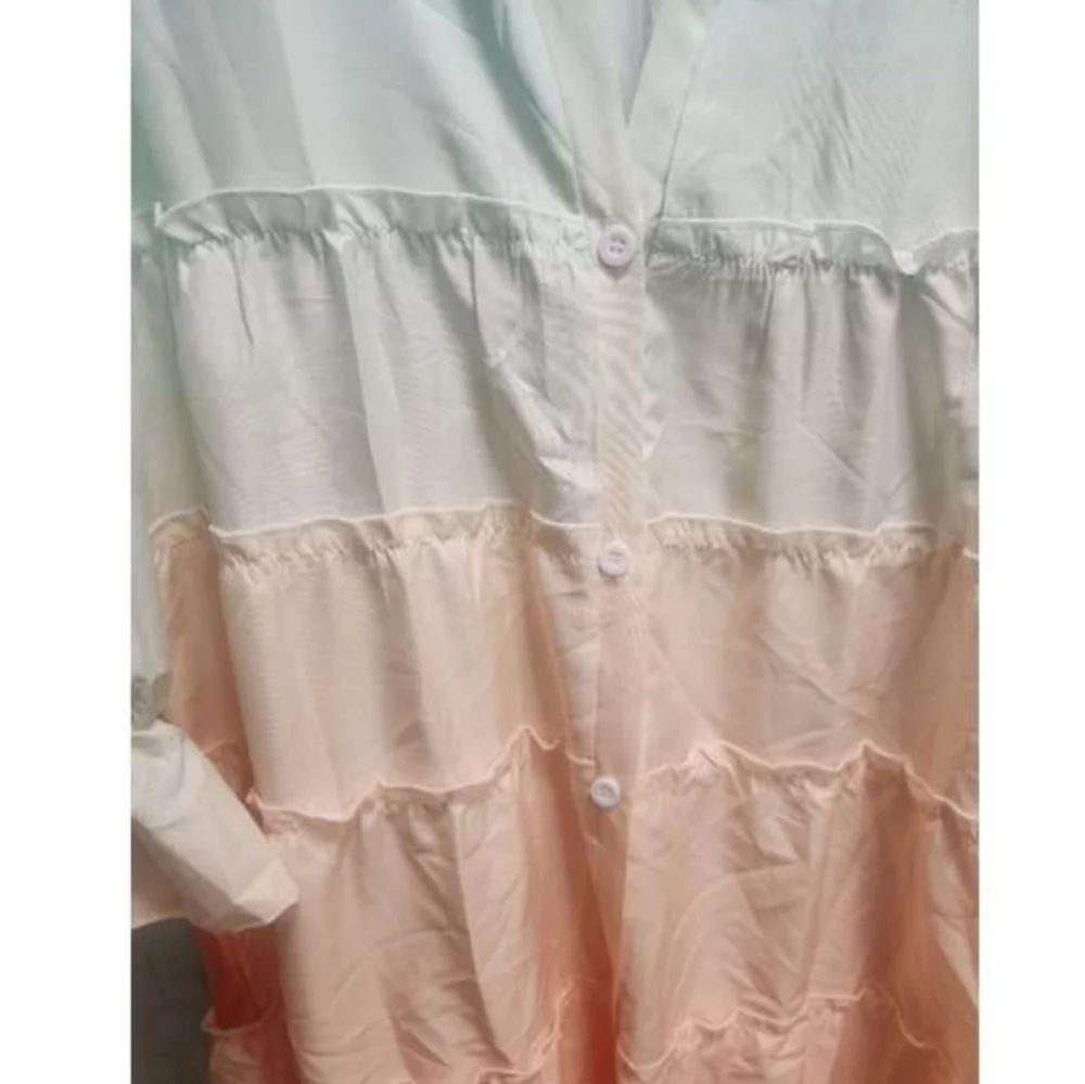 Women's Maxi Dress - Blue and Pink - Picture 10 of 10